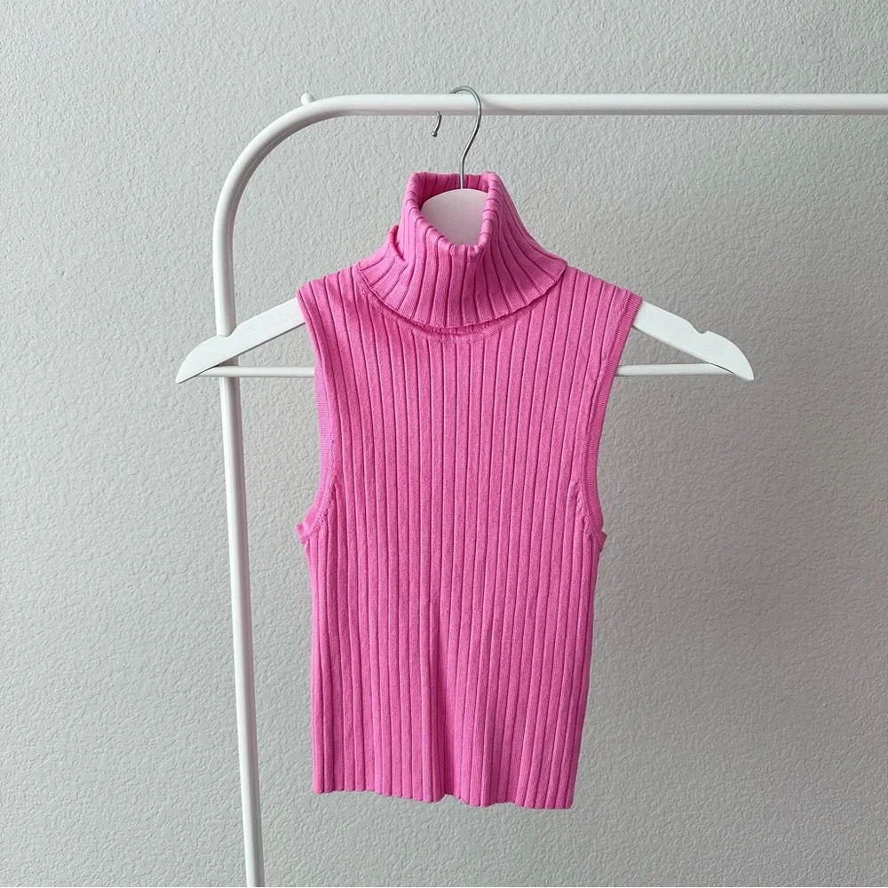 ZARA Ribbed Sleeveless Turtleneck Top - Picture 8 of 8